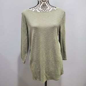 Women's Olive Green Boatneck top, 3/4 Sleeve, XXL